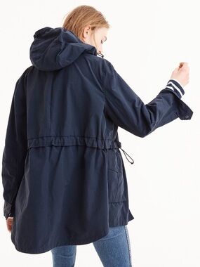 J. Crew Navy Blue Hooded Rain Jacket. XS